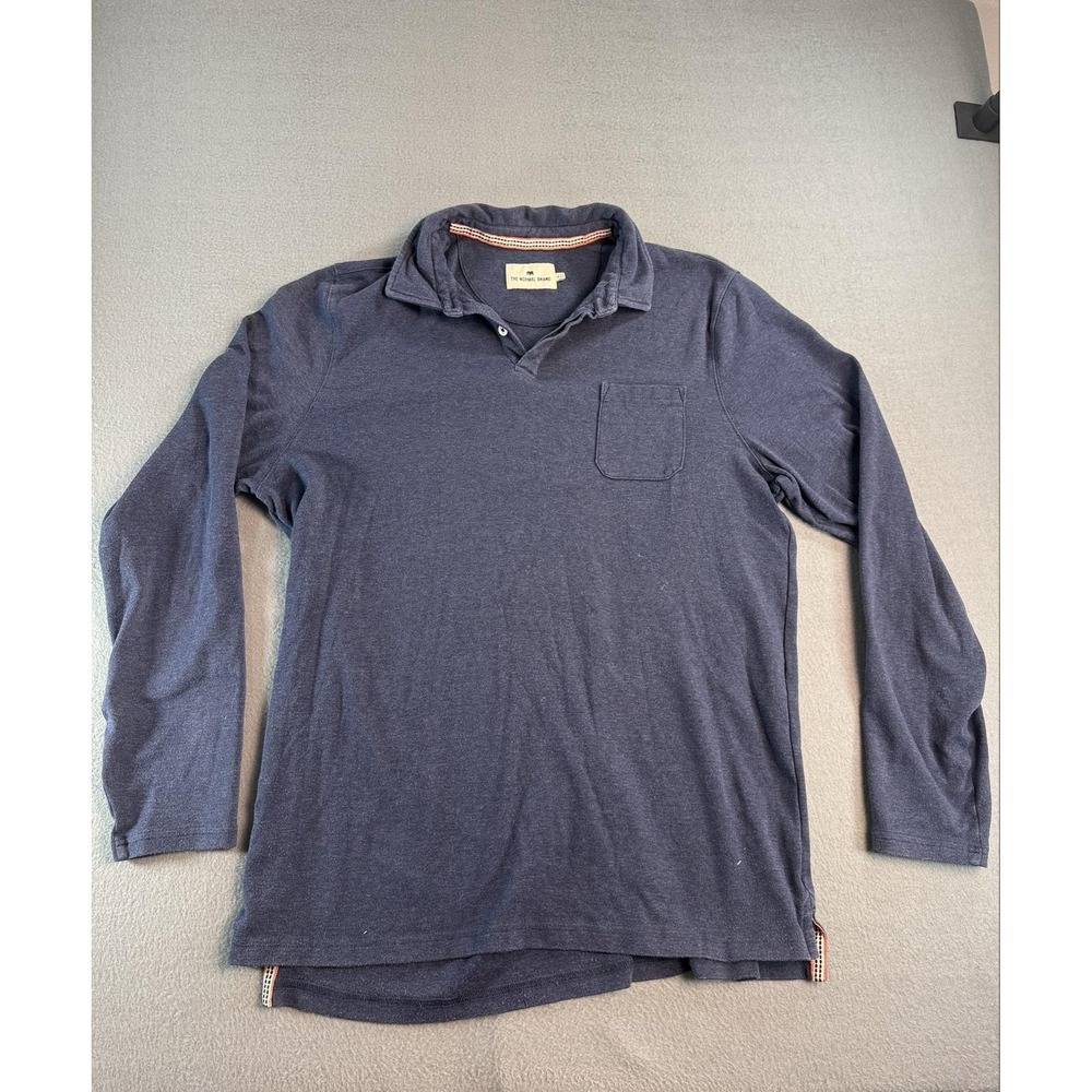 The Normal Brand Polo Shirt Mens XL Blue Long Sleeve‎ Stretch Jersey Knit Pocket